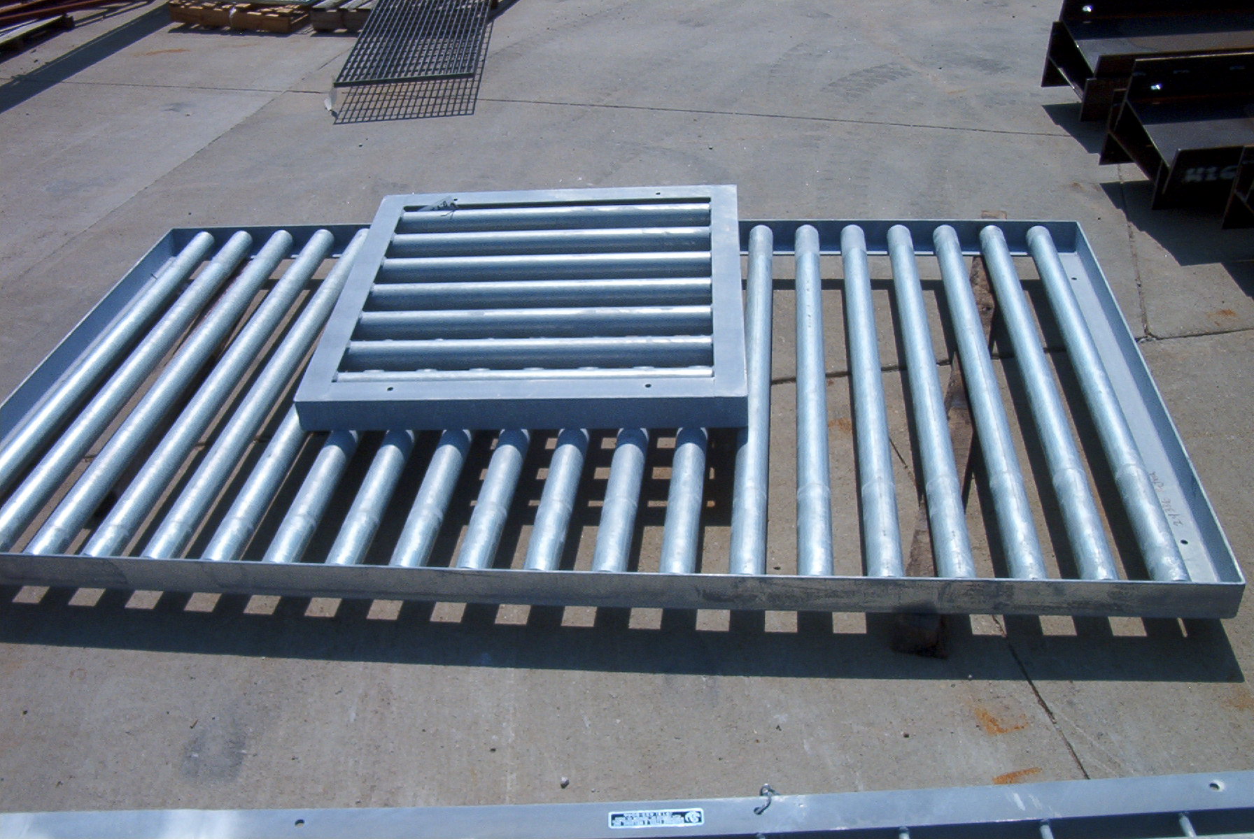 Steel pipe grates.